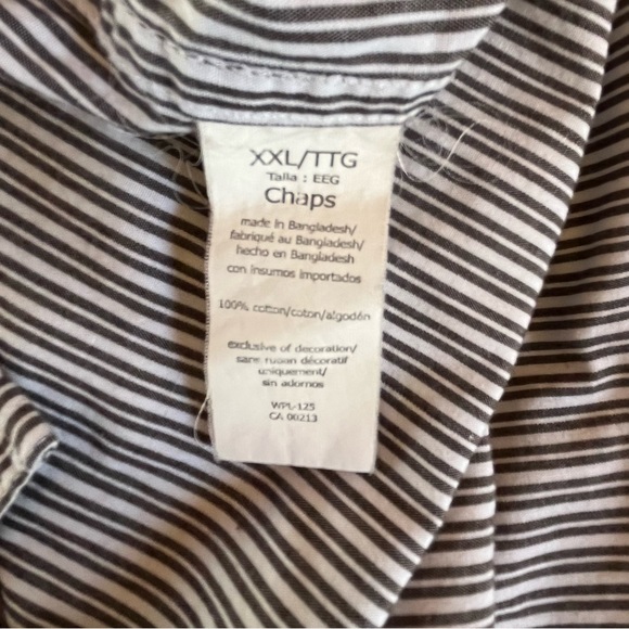 Chaps Custom Fit Long Sleeve Button Up Dress Shirt Gray White Striped Sz XXL - Picture 6 of 9